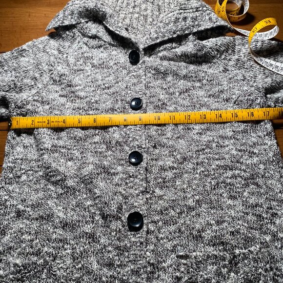 Womens Caslon Long Heathered gray Collared Sweater Pockets Blk Buttons Sz Large - Picture 9 of 14